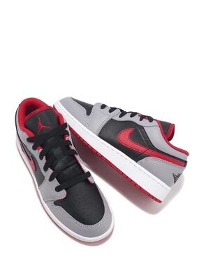 NIKE AIR JORDAN 1 Low GS Boys Sneakers Black Red Grey Kids Shoes
